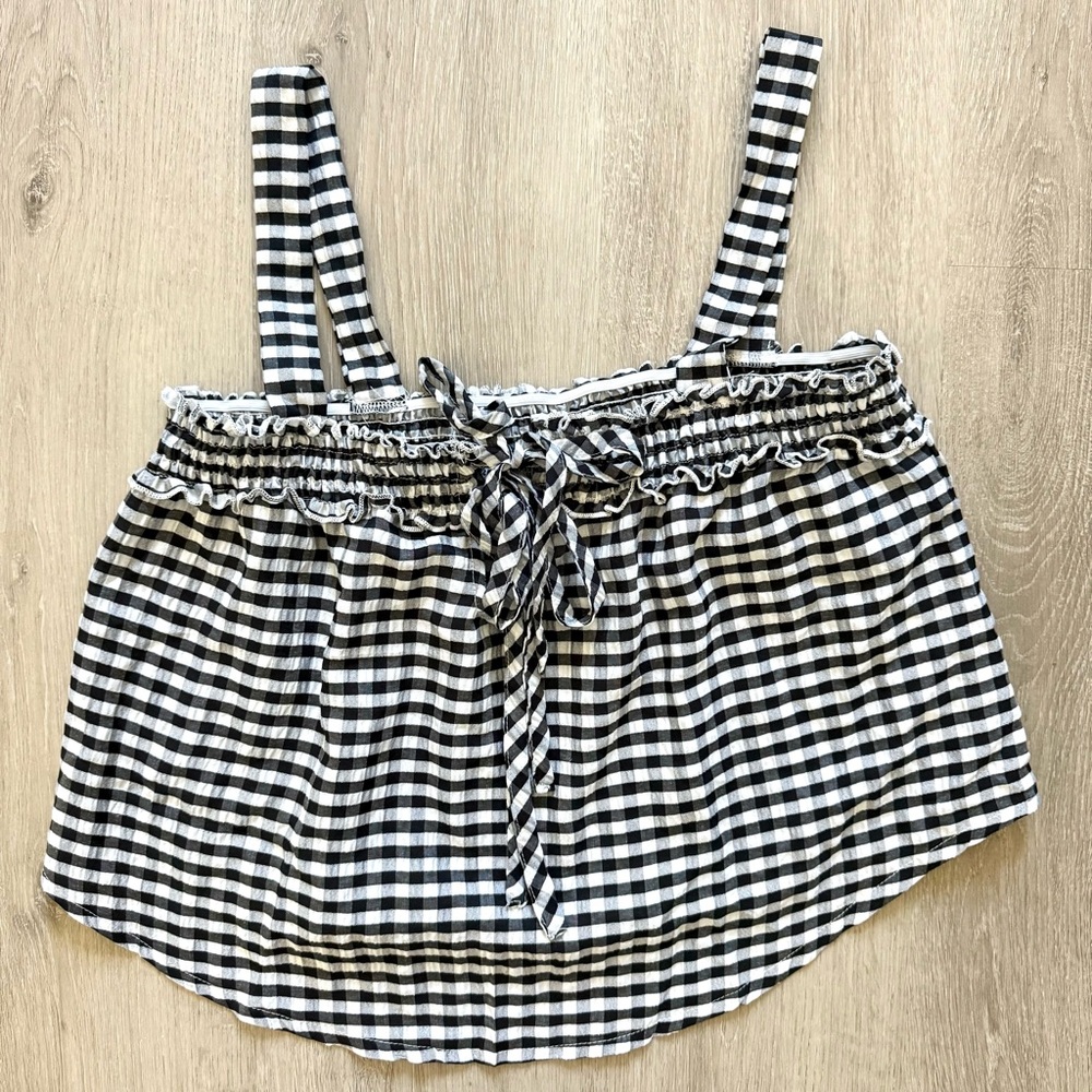 Black & White Gingham Square Neck Tank – Small